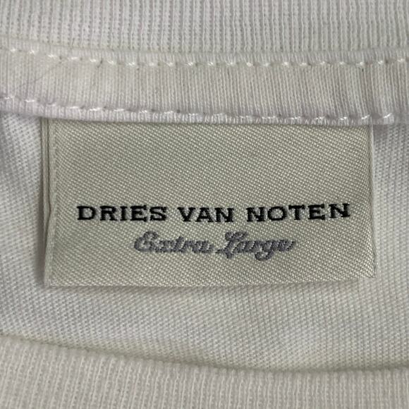 DRIES VAN NOTEN XL White Blue Green Stripe Cotton Long Sleeve Crew Neck Pullover - Picture 5 of 6